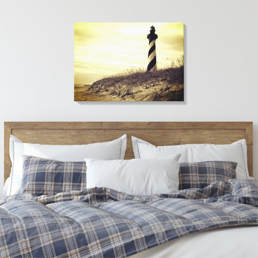 vuurtoren van Cape Hatteras Canvas Afdruk (Insitu (Slaapkamer))