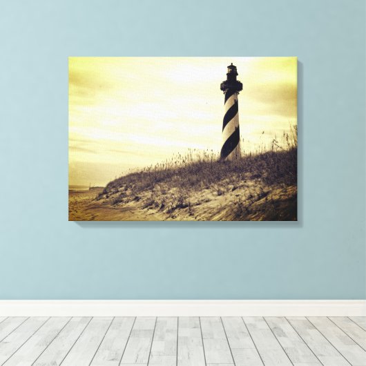 vuurtoren van Cape Hatteras Canvas Afdruk (Insitu (Houten vloer))