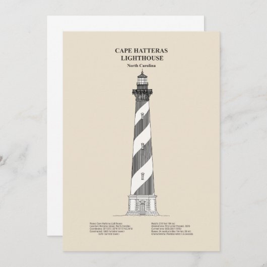Vuurtoren van Cape Hatteras - North Carolina - SBD Bedankkaart (Voorkant / Achterkant)