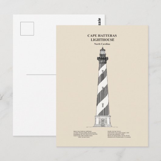 Vuurtoren van Cape Hatteras - North Carolina - SBD Briefkaart (Voorkant / Achterkant)