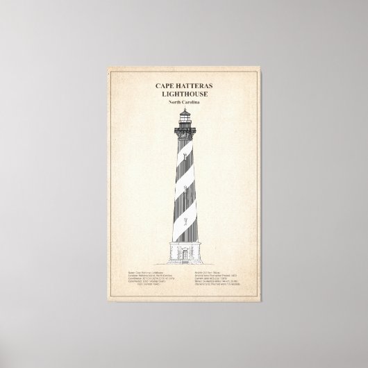 Vuurtoren van Cape Hatteras - North Carolina - SBD Canvas Afdruk (Voorkant)