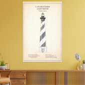 Vuurtoren van Cape Hatteras - North Carolina - SBD Canvas Afdruk (Insitu (Woonkamer))