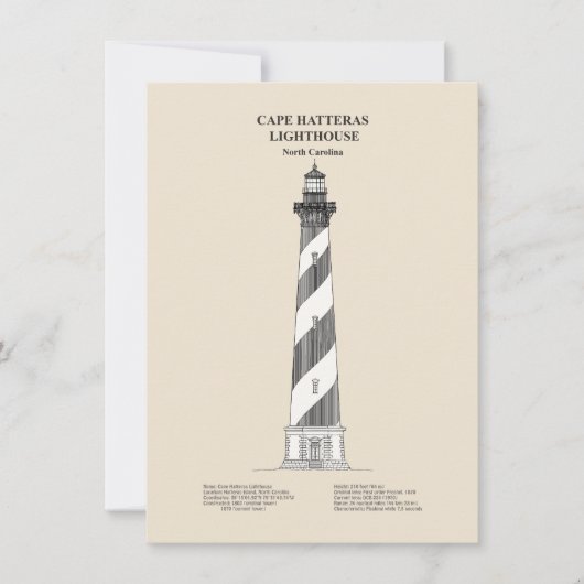 Vuurtoren van Cape Hatteras - North Carolina - SBD Notitiekaartje (Voorkant)