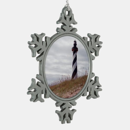 vuurtoren van Cape Hatteras Tin Sneeuwvlok Ornament (Links)