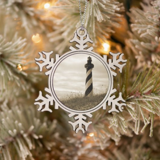 vuurtoren van Cape Hatteras Tin Sneeuwvlok Ornament (Boom)