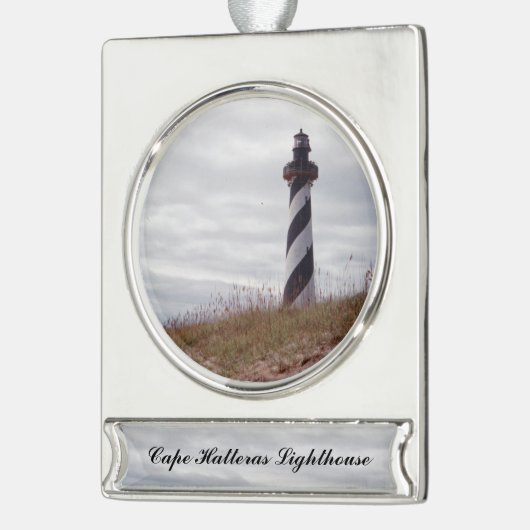 vuurtoren van Cape Hatteras Verzilverd Banner Ornament (Links)