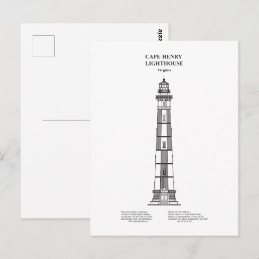 Vuurtoren van Cape Henry - Virginia - BD Briefkaart (Voorkant / Achterkant)