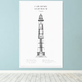 Vuurtoren van Cape Henry - Virginia - BD Canvas Afdruk (Insitu (Houten vloer))