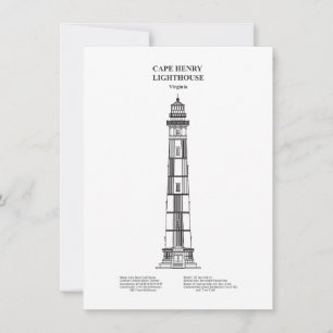 Vuurtoren van Cape Henry - Virginia - BD Notitiekaartje