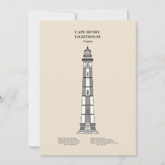Vuurtoren van Cape Henry - Virginia - SBD Bedankkaart (Voorkant)