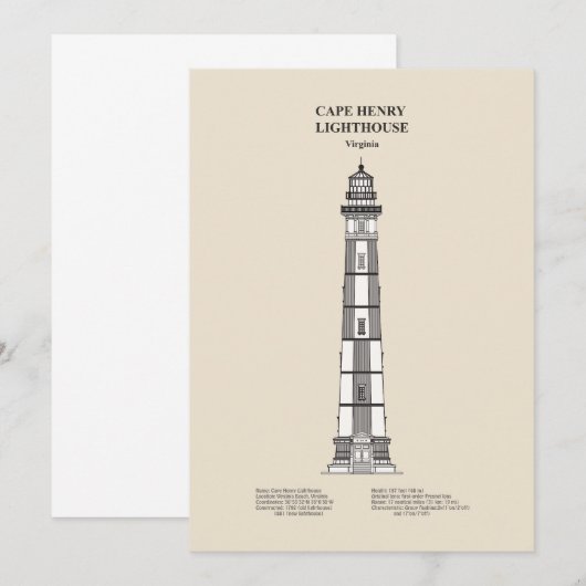 Vuurtoren van Cape Henry - Virginia - SBD Bedankkaart (Voorkant / Achterkant)