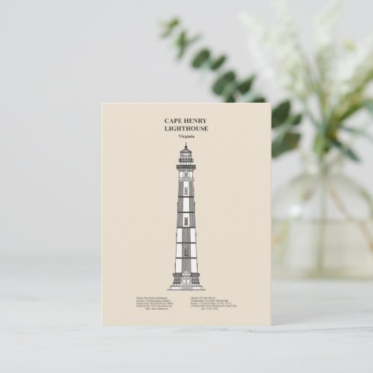 Vuurtoren van Cape Henry - Virginia - SBD Briefkaart (Staand voorkant)