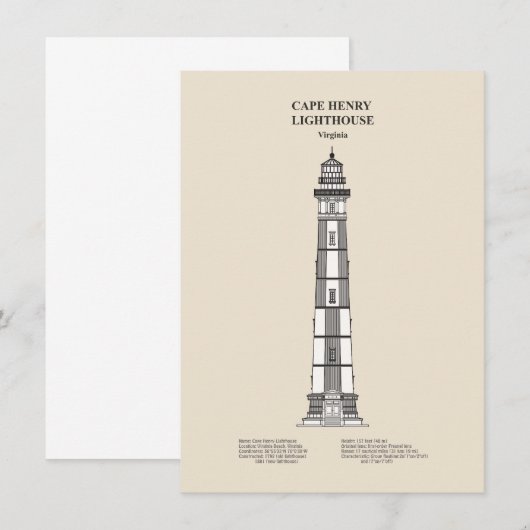 Vuurtoren van Cape Henry - Virginia - SBD Notitiekaartje (Voorkant / Achterkant)