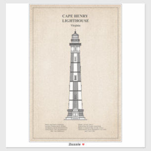Vuurtoren van Cape Henry - Virginia - SBD Sticker