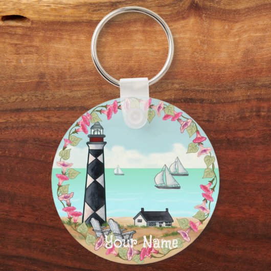 vuurtoren van Cape Lookout Sleutelhanger (Voorkant)