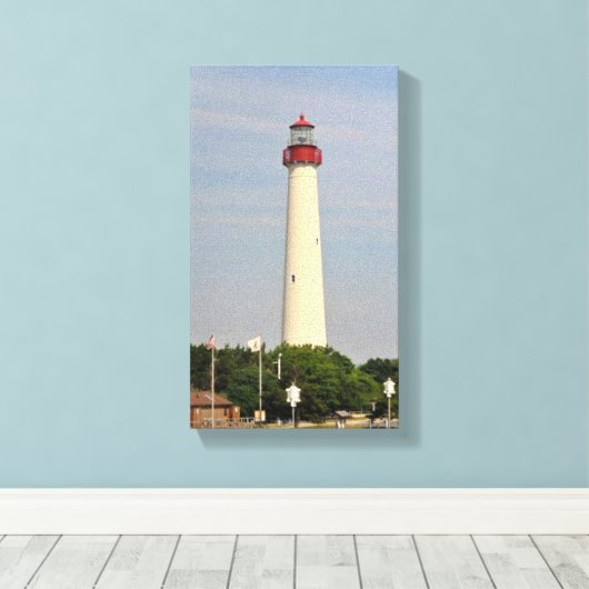 vuurtoren van Cape May Canvas Afdruk (Insitu (Houten vloer))