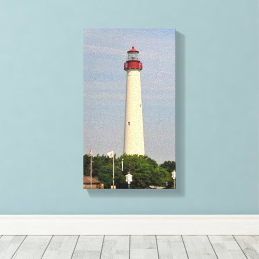 vuurtoren van Cape May Canvas Afdruk (Insitu (Houten vloer))