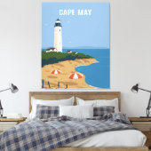 vuurtoren van Cape May Canvas Afdruk (Insitu (Slaapkamer))
