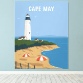 vuurtoren van Cape May Canvas Afdruk (Insitu (Houten vloer))