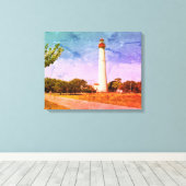 vuurtoren van Cape May Canvas Afdruk (Insitu (Houten vloer))