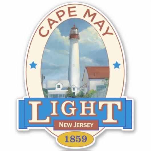 vuurtoren van Cape May Sticker (Voorkant)