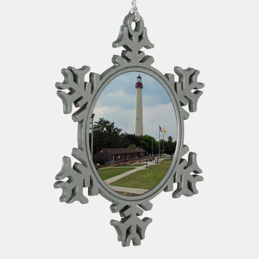 vuurtoren van Cape May Tin Sneeuwvlok Ornament (Links)