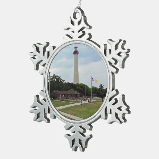 vuurtoren van Cape May Tin Sneeuwvlok Ornament (Rechts)