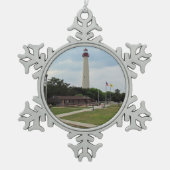 vuurtoren van Cape May Tin Sneeuwvlok Ornament (Voorkant)