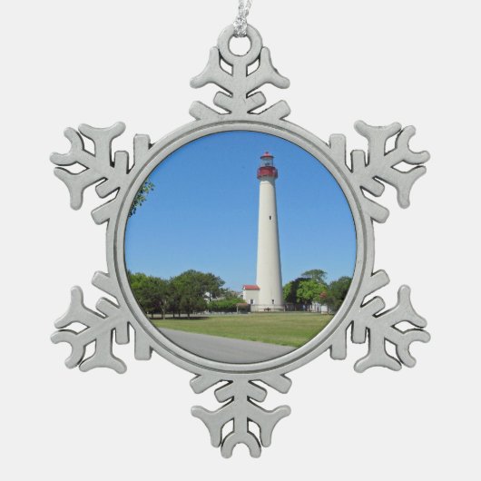 vuurtoren van Cape May Tin Sneeuwvlok Ornament (Voorkant)
