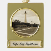 vuurtoren van Cape May Verguld Banner Ornament (Voorkant)