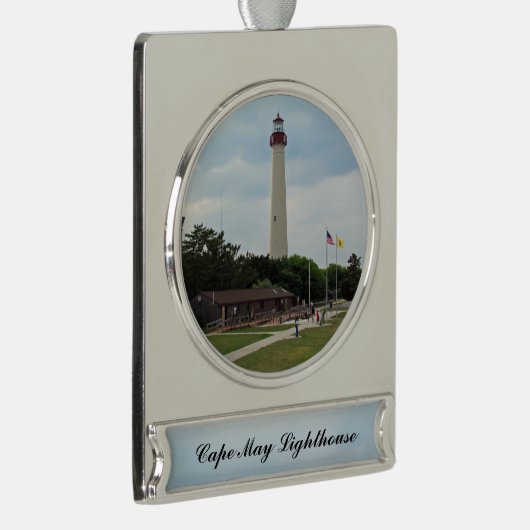 vuurtoren van Cape May Verzilverd Banner Ornament (Rechts)