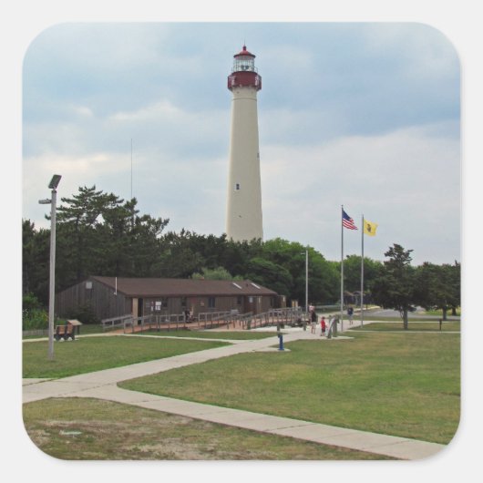 vuurtoren van Cape May Vierkante Sticker (Voorkant)