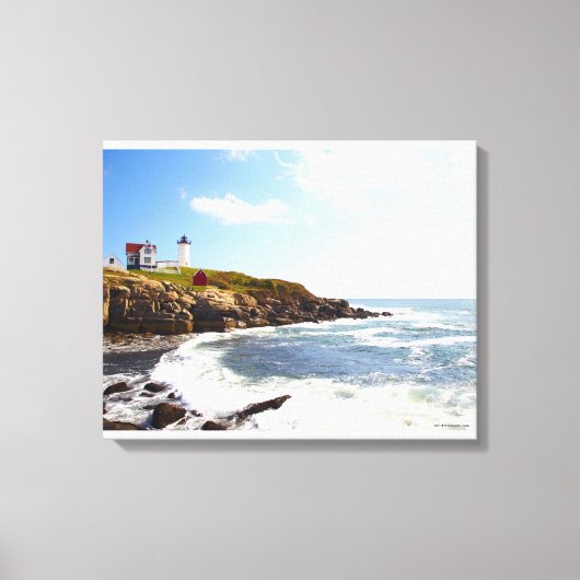 vuurtoren van Cape Neddick "Nubble" in Maine Canvas Afdruk (Voorkant)