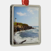 vuurtoren van Cape Neddick "Nubble" in Maine Metalen Ornament (Rechts)