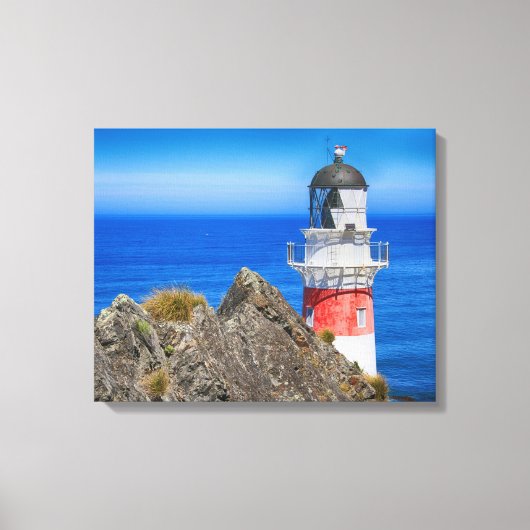 Vuurtoren van Cape Palliser New Zealand Canvas Afdruk (Voorkant)