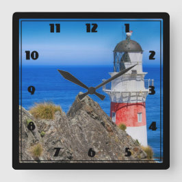 Vuurtoren van Cape Palliser Nieuw-Zeeland Vierkante Klok