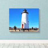 vuurtoren van Cape Poge, afdruk van massachusetts Canvas Afdruk (Insitu (Houten vloer))
