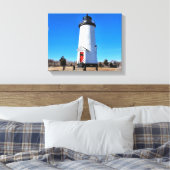 vuurtoren van Cape Poge, afdruk van massachusetts Canvas Afdruk (Insitu (Slaapkamer))