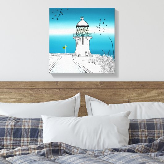 vuurtoren van Cape Reinga Nieuw-Zeeland Canvas Afdruk (Insitu (Slaapkamer))