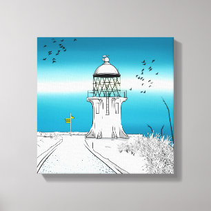 vuurtoren van Cape Reinga Nieuw-Zeeland Canvas Afdruk