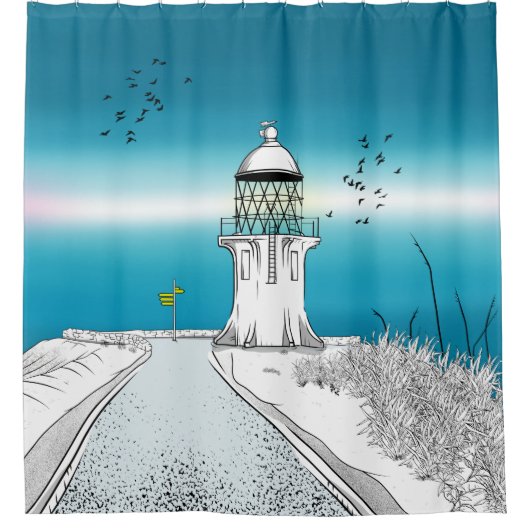 vuurtoren van Cape Reinga Nieuw-Zeeland Douchegordijn (Voorkant)