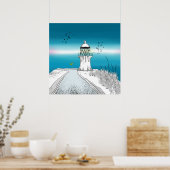 vuurtoren van Cape Reinga Nieuw-Zeeland Poster (Keuken)