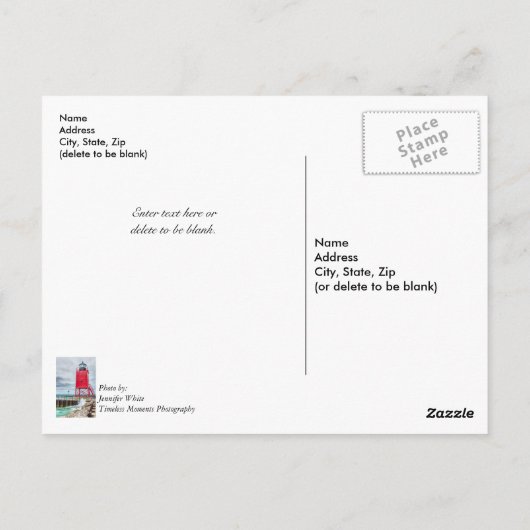 vuurtoren van Charlevoix South Pierhead Briefkaart (Achterkant)