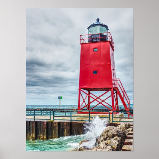 vuurtoren van Charlevoix South Pierhead Poster (Voorkant)