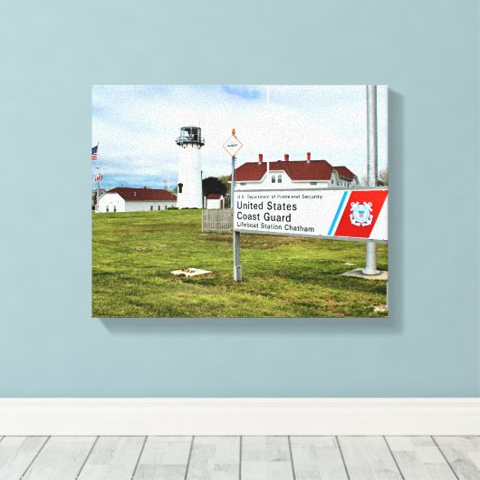 Vuurtoren van Chatham, Kaapskabeljauw, verwaterd d Canvas Afdruk (Insitu (Houten vloer))