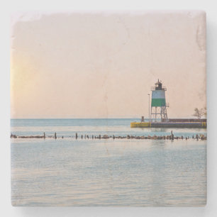 vuurtoren van Chicago Harbour Southeast Stenen Onderzetter