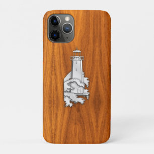 Vuurtoren van Chrome op Teak Wood iPhone 11 Pro Hoesje