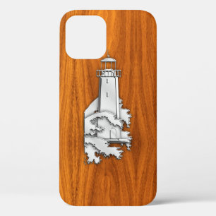 Vuurtoren van Chrome op Teak Wood Case-Mate iPhone Case