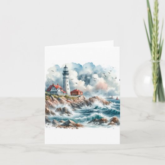 Vuurtoren van Coastal Beach Bedankkaart (Voorkant)