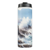 Vuurtoren van Coastal Beach Thermosbeker (Voorkant)